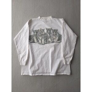 Vintage 90s Miller Gold White Tiger Double-Sided Long Sleeve T-shirt XXL